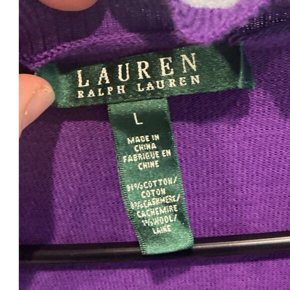 Ralph Lauren Womens Ruffle Neck Cashmere Blend Cardigan Sweater Aubergine Purple - Picture 2 of 7